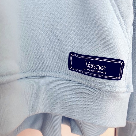Versace iconic 1978 re-edition Logo Light Blue embroidered oversized hoodie 48 - Picture 7 of 16